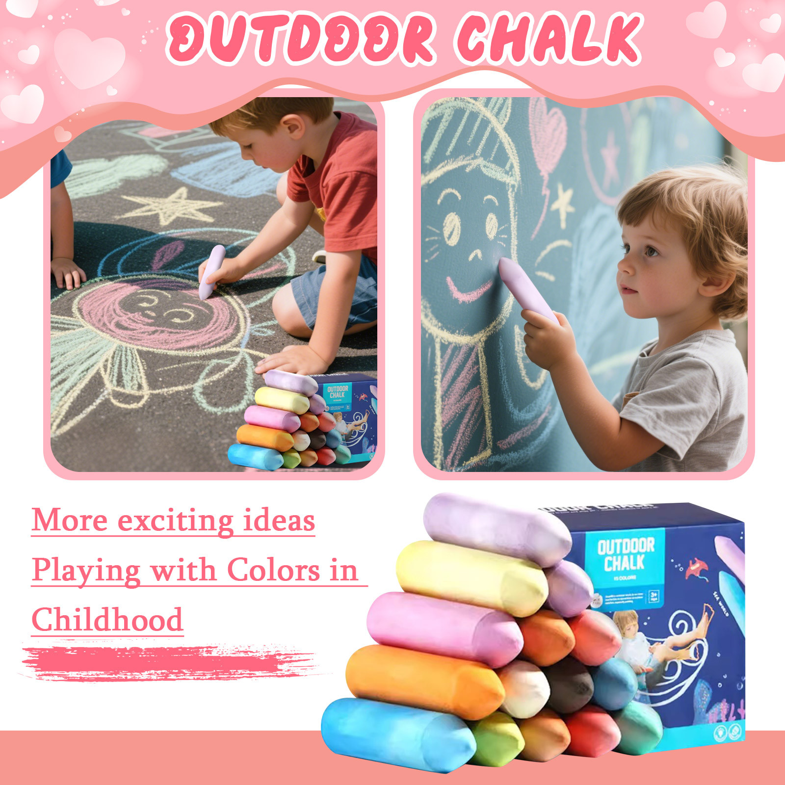 Art Craft Jumbo - Washable Jumbo Sidewalk Colors Chalk for