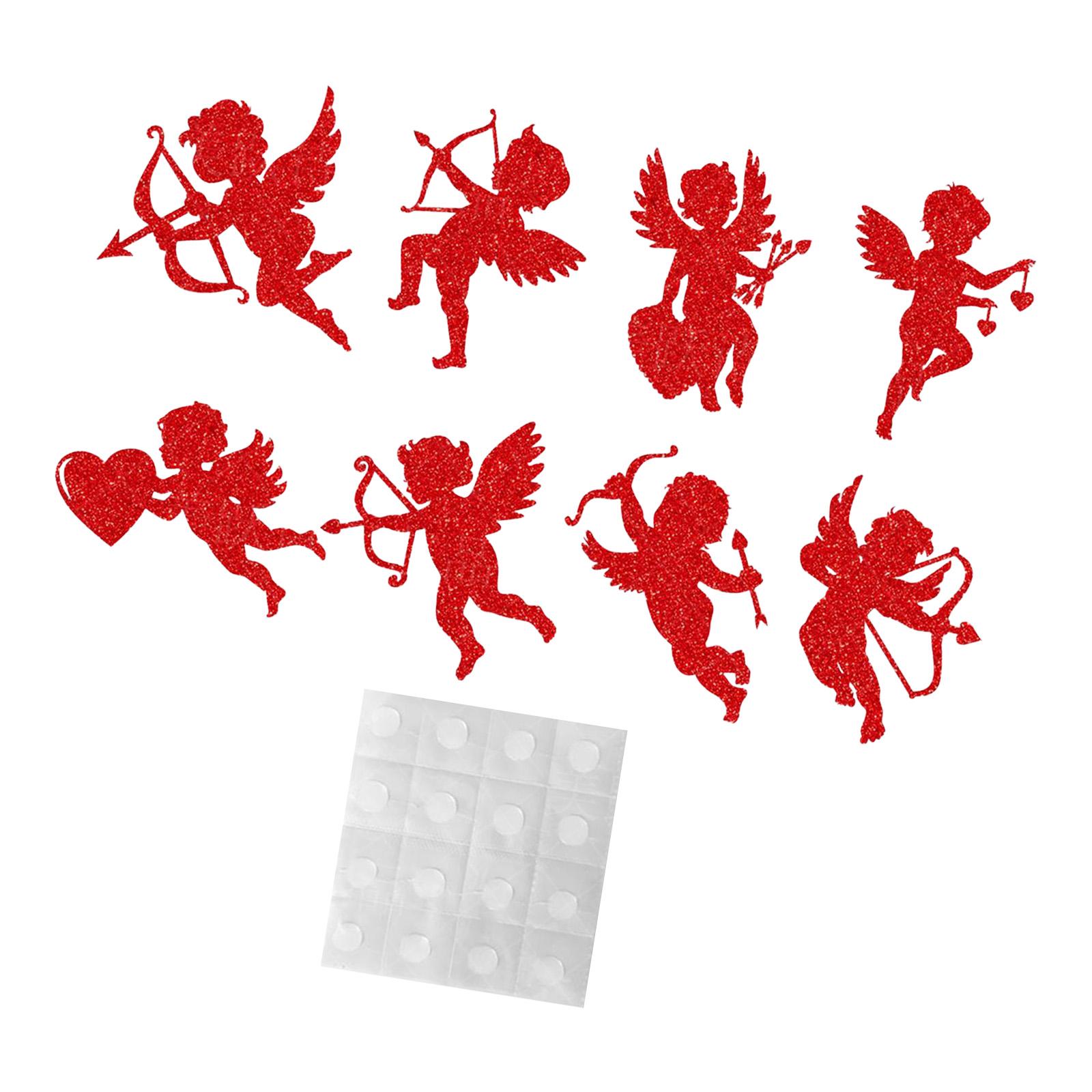 Art And Craft Valentine - Glitter Red Cupid Cutouts Printed Paper
