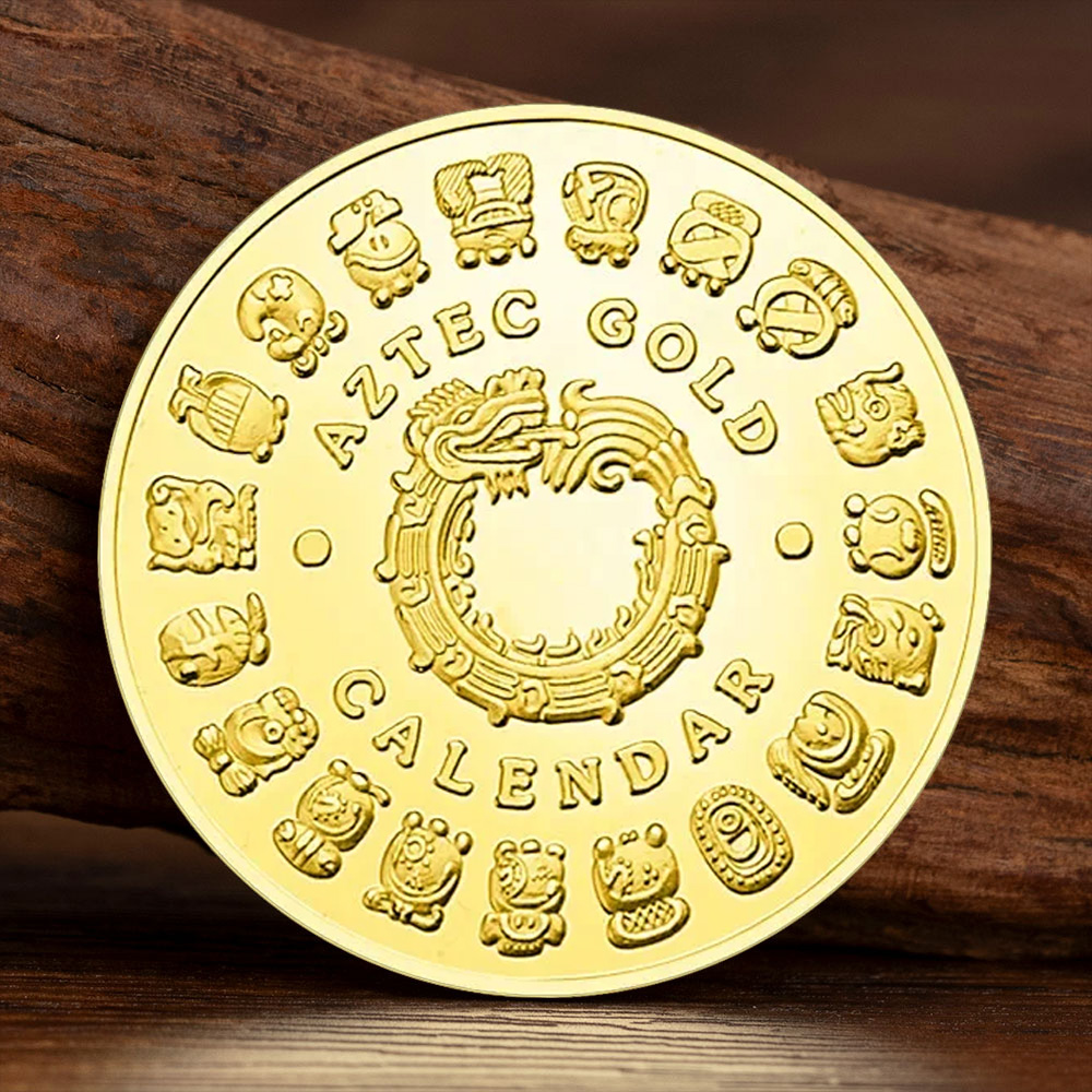 Letter S Art Craft - Gold Plated Mayan Aztec Calendar Memorial