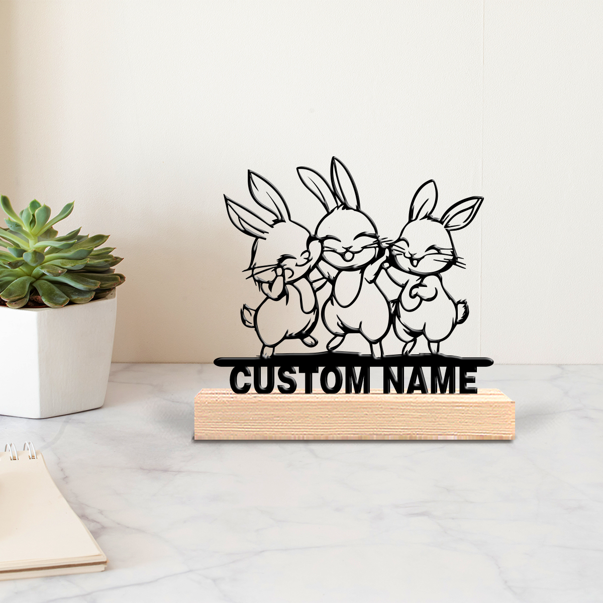 Art Crafting - 1pc Modern Rabbit Customized Text Tin