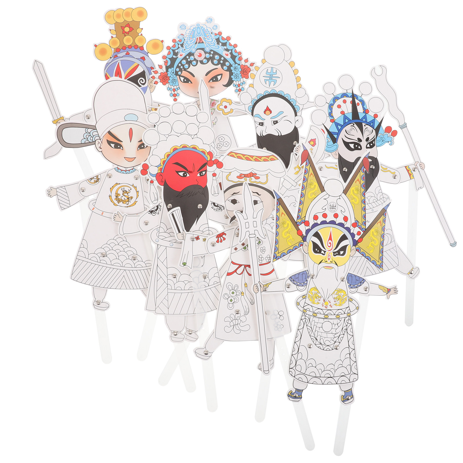 Art Craft Education - 8Pcs Traditional Chinese Shadow Puppet DIY