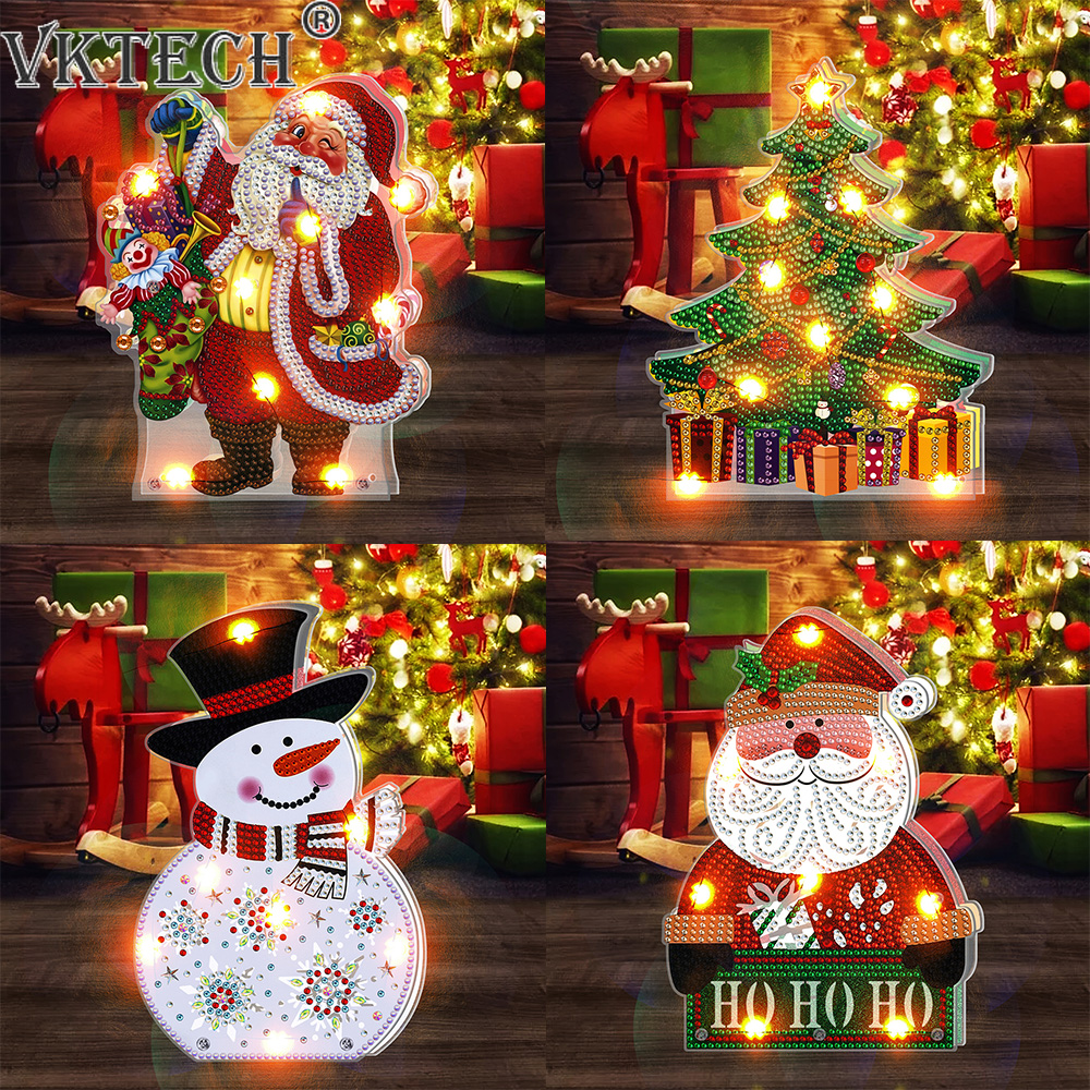 Art And Craft Xmas Tree - DIY Diamond Painting LED Light Christmas