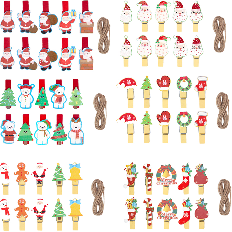 Art And Craft Xmas Tree - 10/20pcs Christmas Wood Clips Xmas Tree