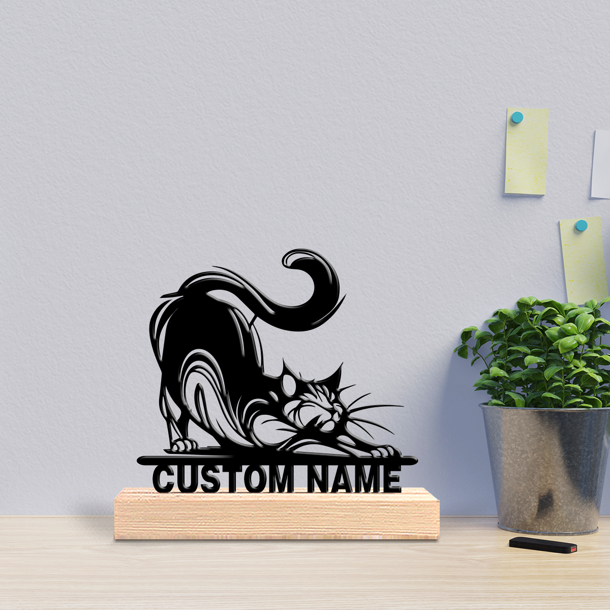 Art Crafting - 1pc Modern CAT Custom Text Metal