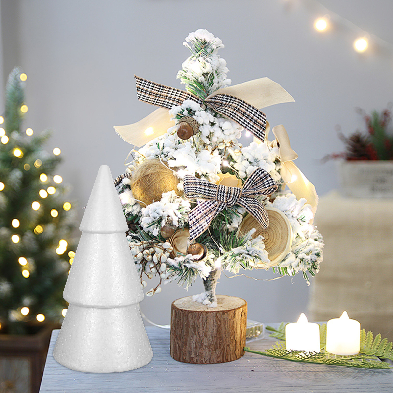 Art And Craft Xmas Tree - 6Pcs White Polystyrene Christmas Tree Foam