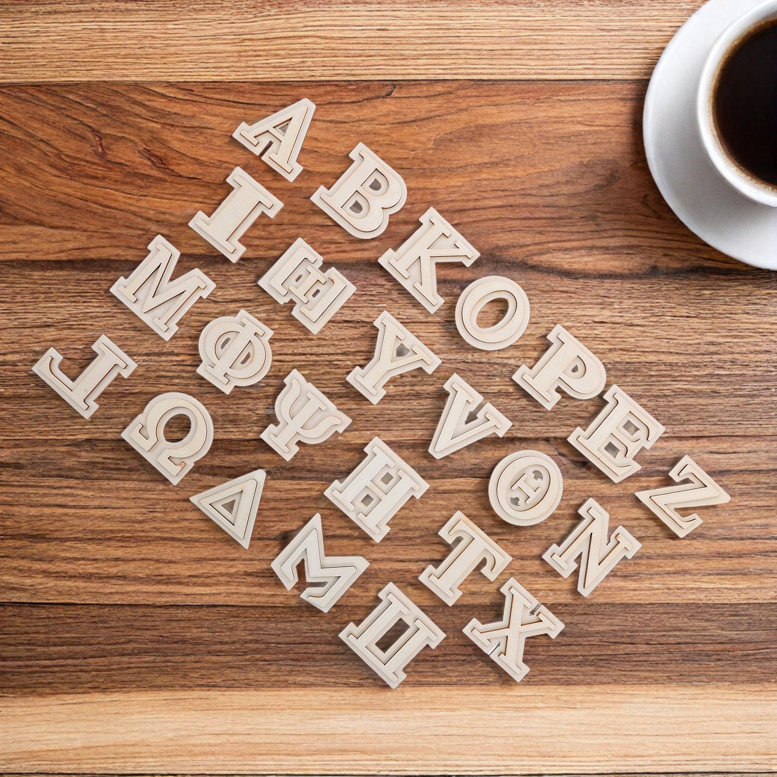 Letter S Art Craft - 24Pcs Wooden Greek Letters Double Layer