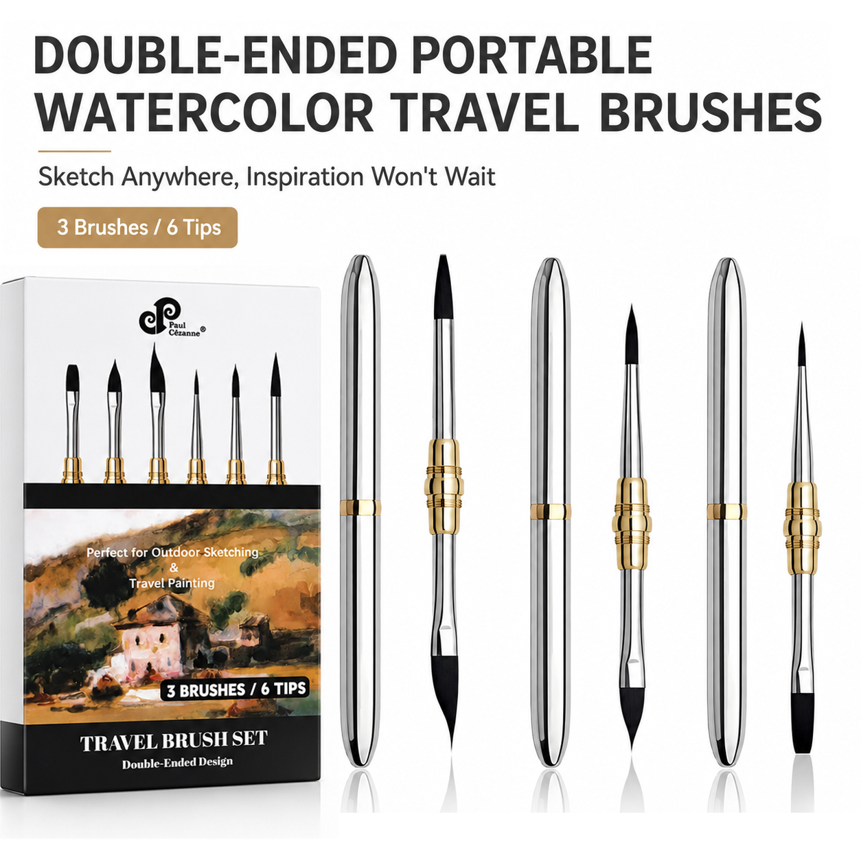 Acrylic Pour Paint - 3Pcs Dual-Ended Art Paint Brushes, Metal