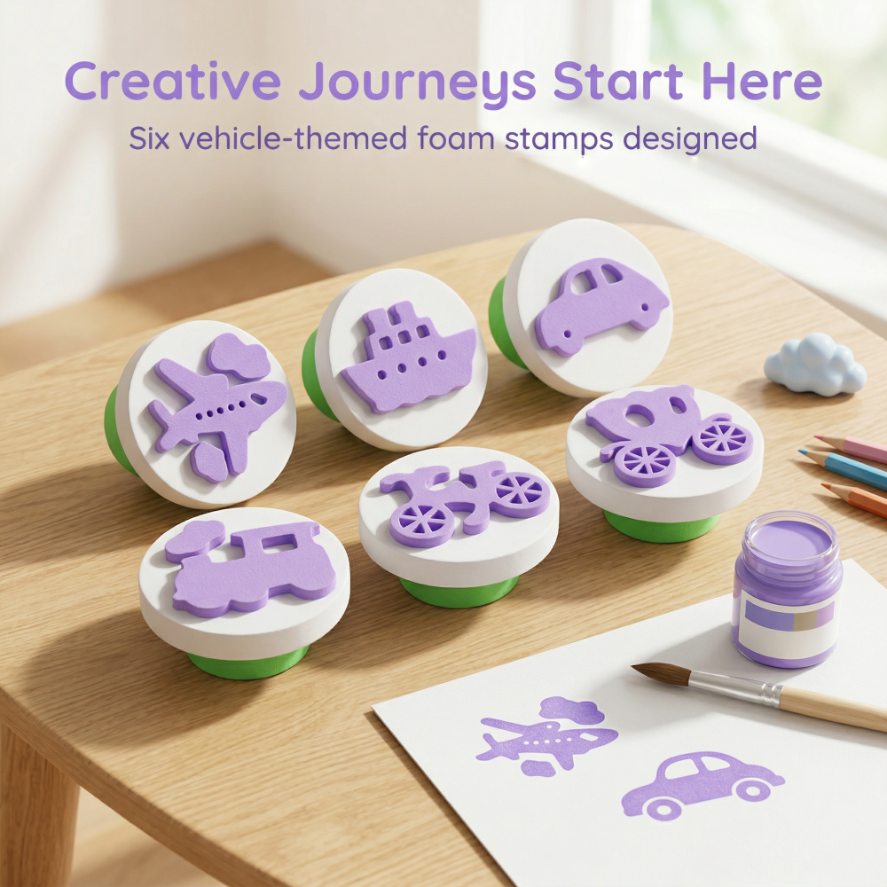 6Pcs EVA Vehicle Foam Stamps,  - Art Craft Education บทวิจารณ์และราคา
