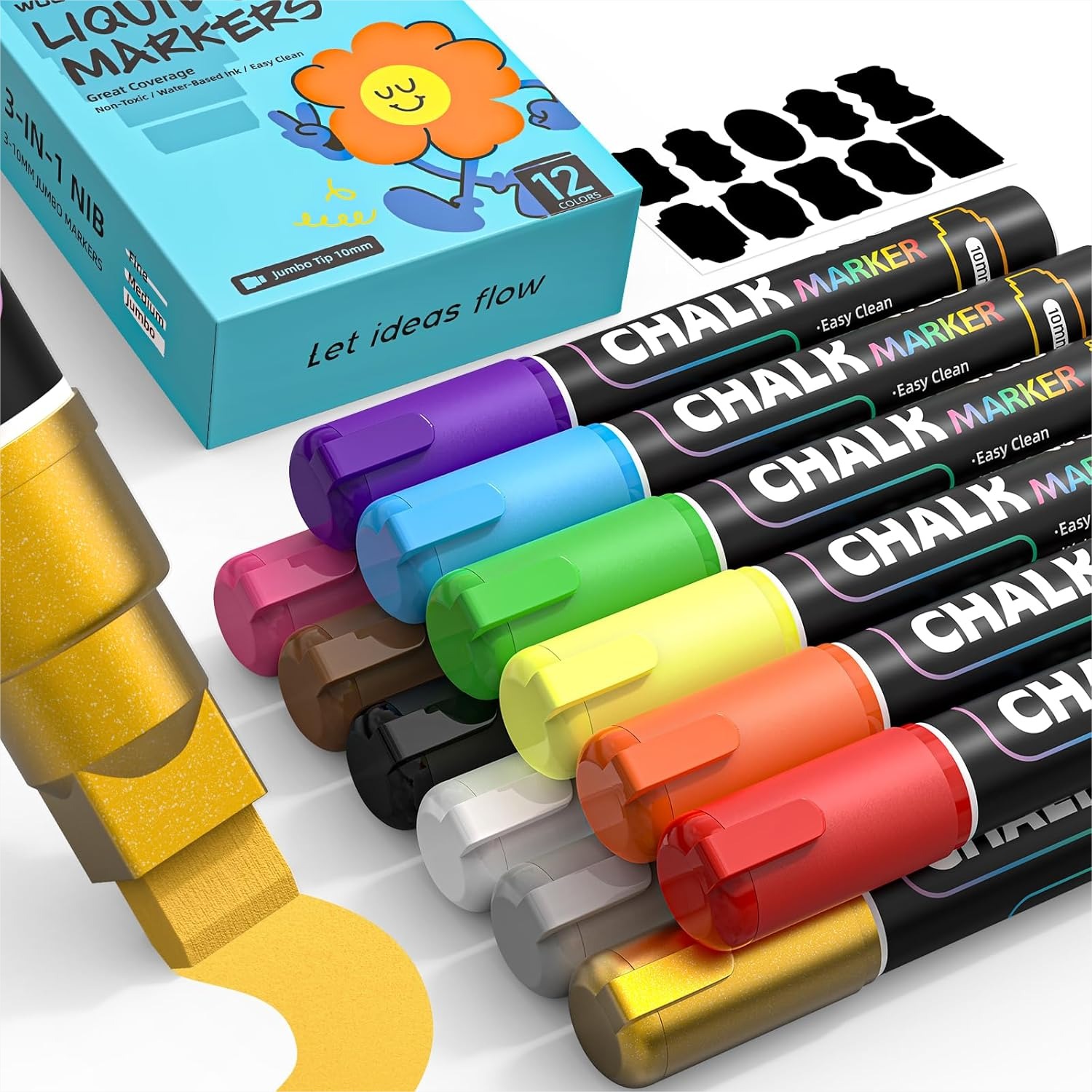 12 Colors Liquid Chalk Markers - Art Craft Jumbo บทวิจารณ์และราคา