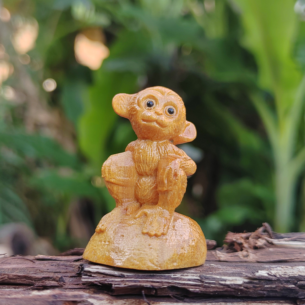 Monkey Wood Carving Statue, An - Art And Craft Jungle บทวิจารณ์และราคา