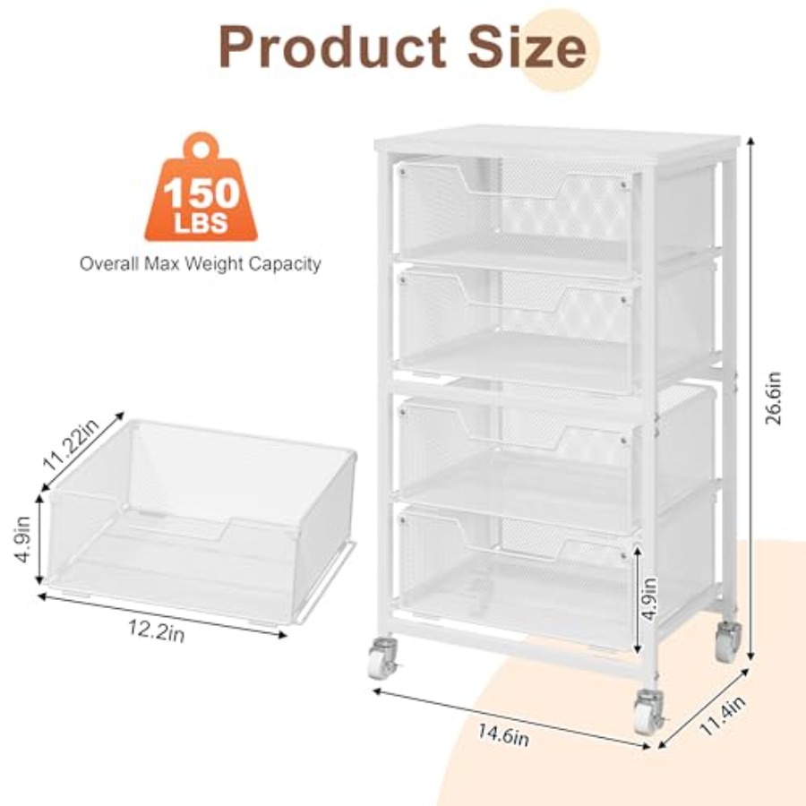4-Drawer Rolling Storage Cart  - Art Crafting บทวิจารณ์และราคา