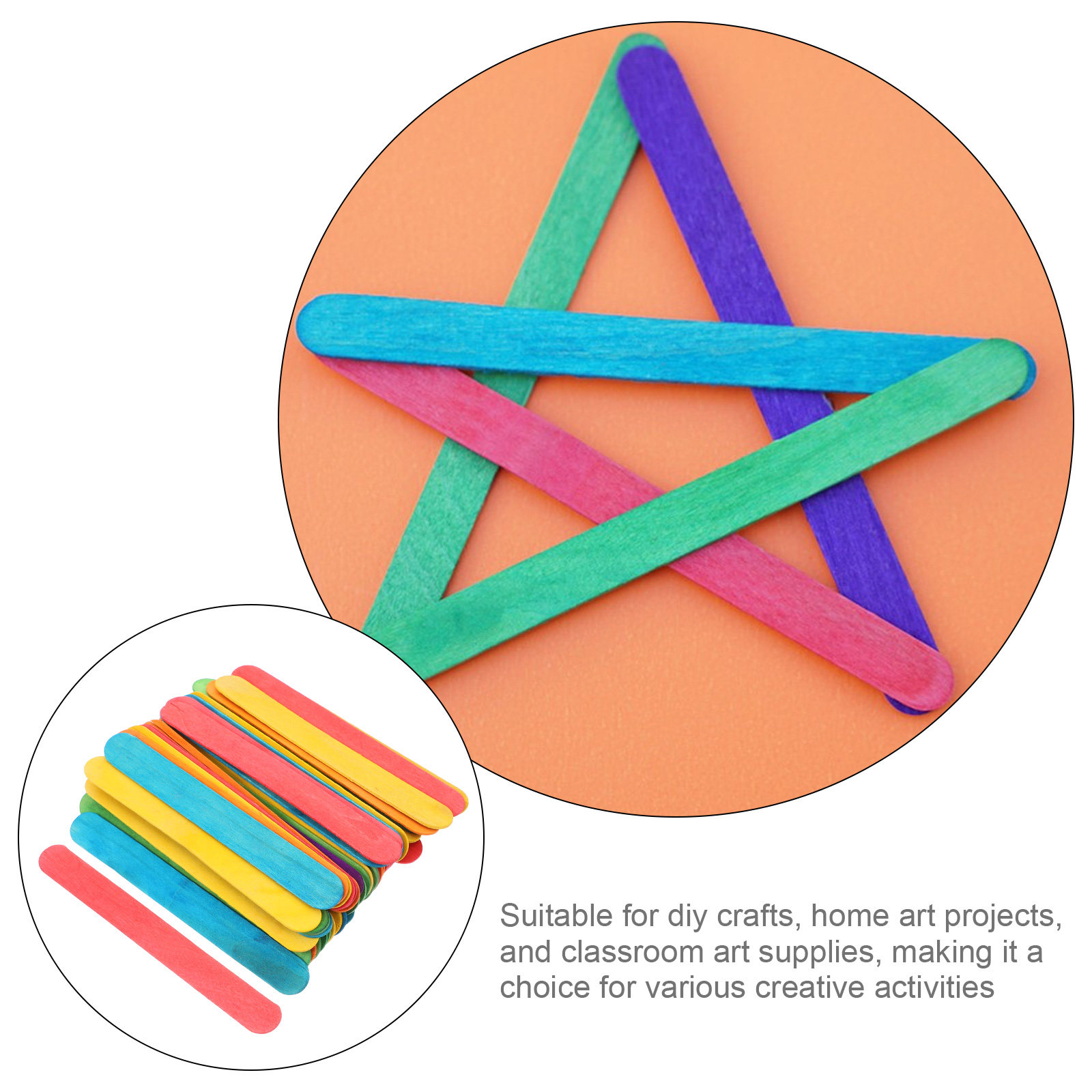 50Pcs Bright Colored Ice Pop S - Art Craft Jumbo บทวิจารณ์และราคา