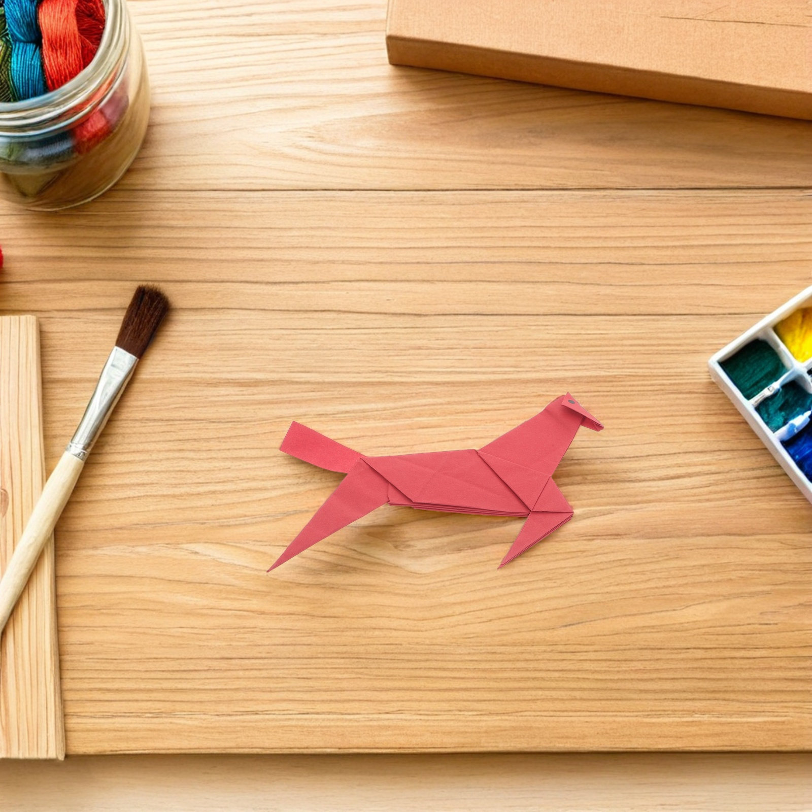 10Pcs Red Origami Horse Paper  - Art Craft Horse บทวิจารณ์และราคา