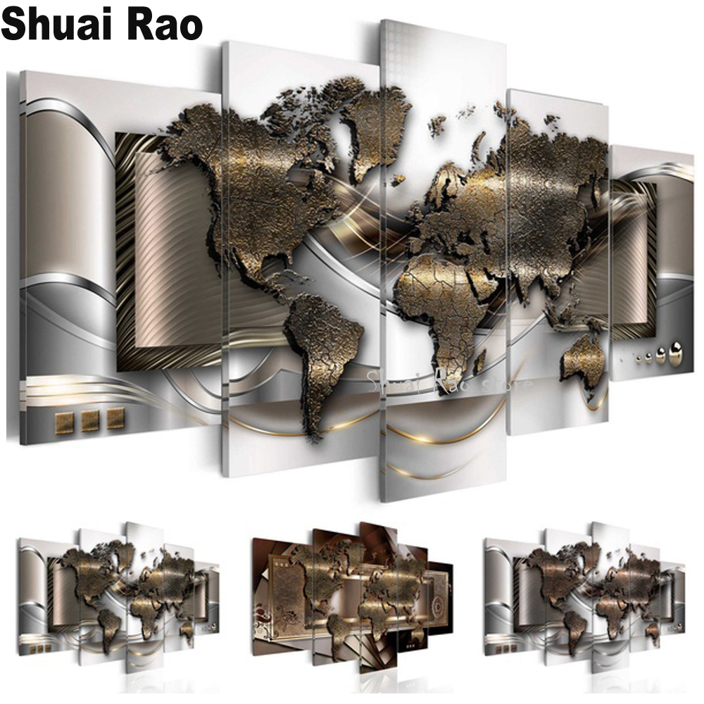 5 Panel World Map Modular Diam - Art And Craft Valentine บทวิจารณ์และราคา