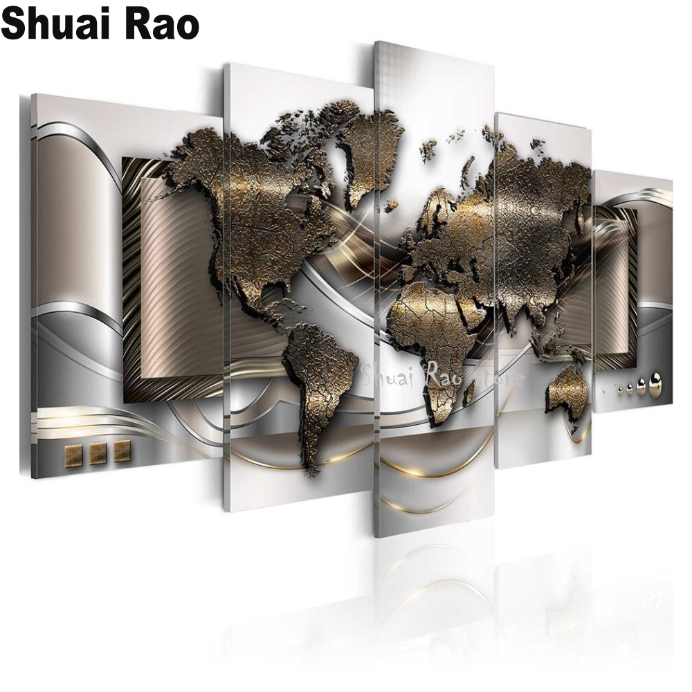 5 Panel World Map Modular Diam - Art And Craft Valentine บทวิจารณ์และราคา