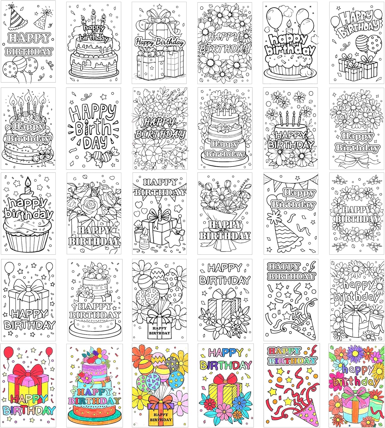 24 Unique Birthday Coloring Ca - Art Craft Gifts For Adults บทวิจารณ์และราคา