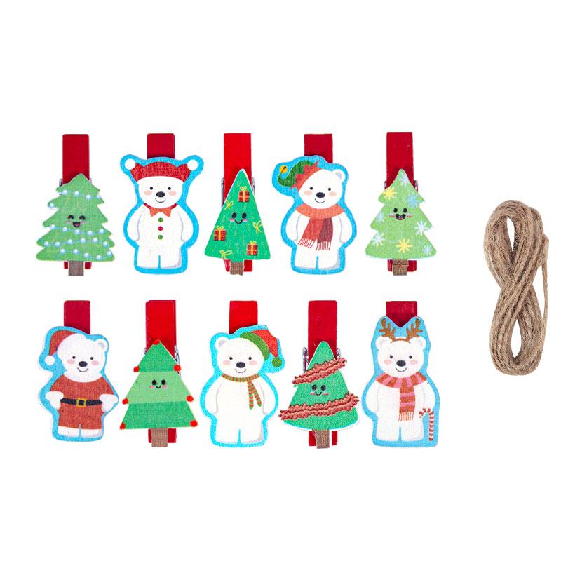 10/20pcs Christmas Wood Clips  - Art And Craft Xmas Tree บทวิจารณ์และราคา