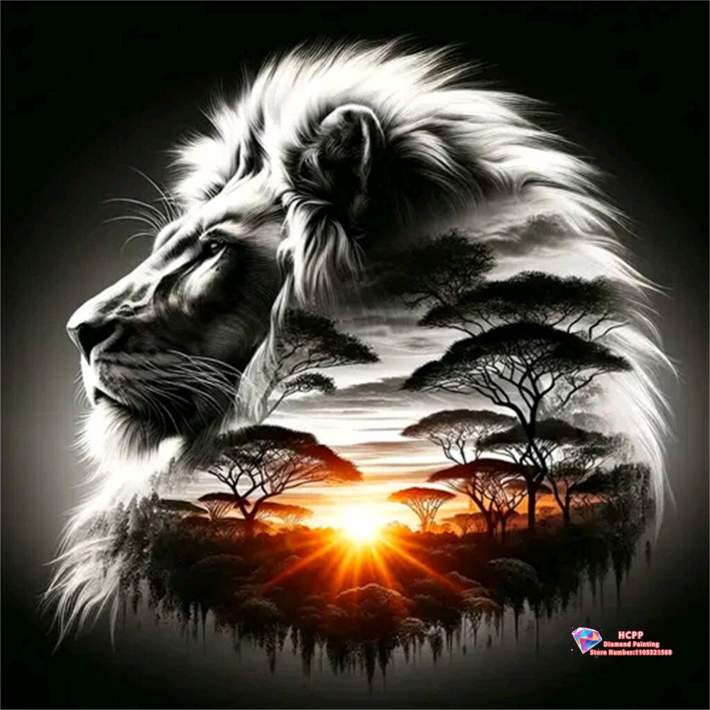 Animal Lion Sunrise Jungle Dia - Art And Craft Jungle บทวิจารณ์และราคา
