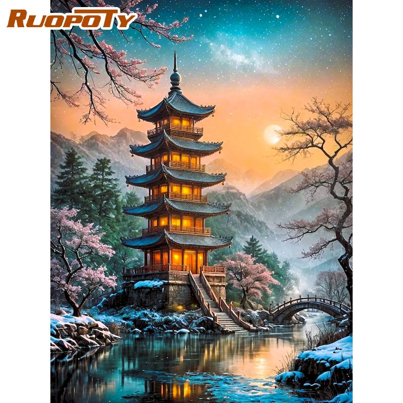 RUOPOTY Pagoda Diamond Paintin - Art Craft Room Ideas บทวิจารณ์และราคา