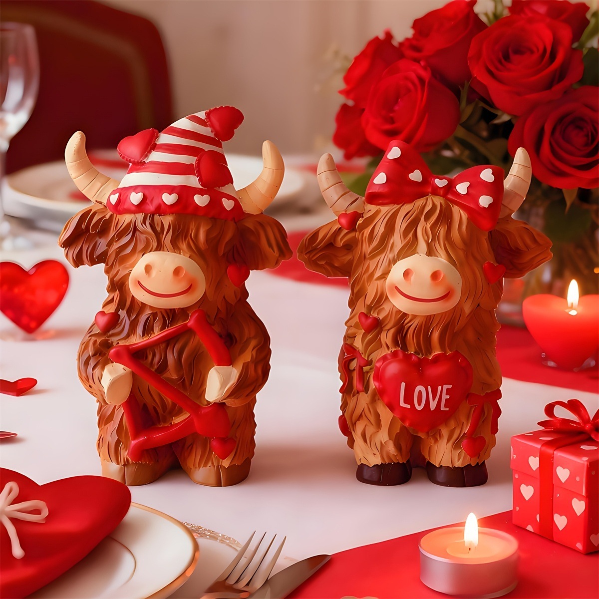 Highland Cow Couple Resin Orna - Art And Craft Valentine บทวิจารณ์และราคา
