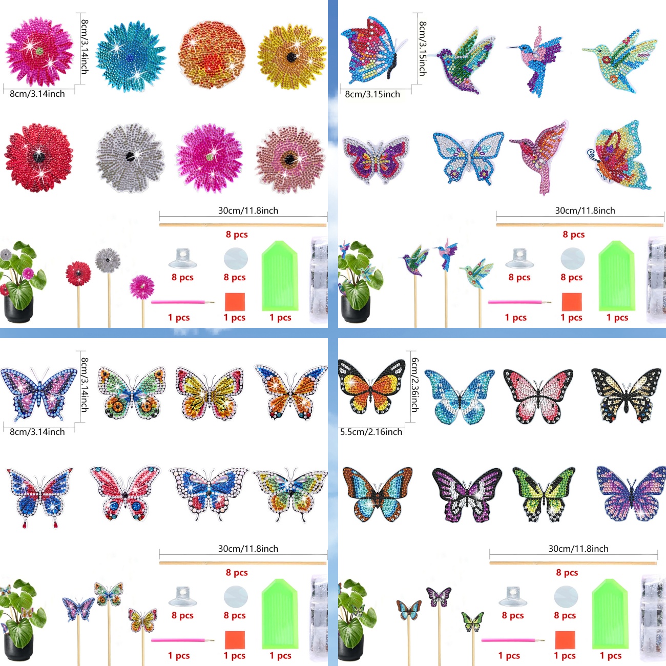 8 pieces of butterfly/flower/p - Art And Craft Valentine บทวิจารณ์และราคา